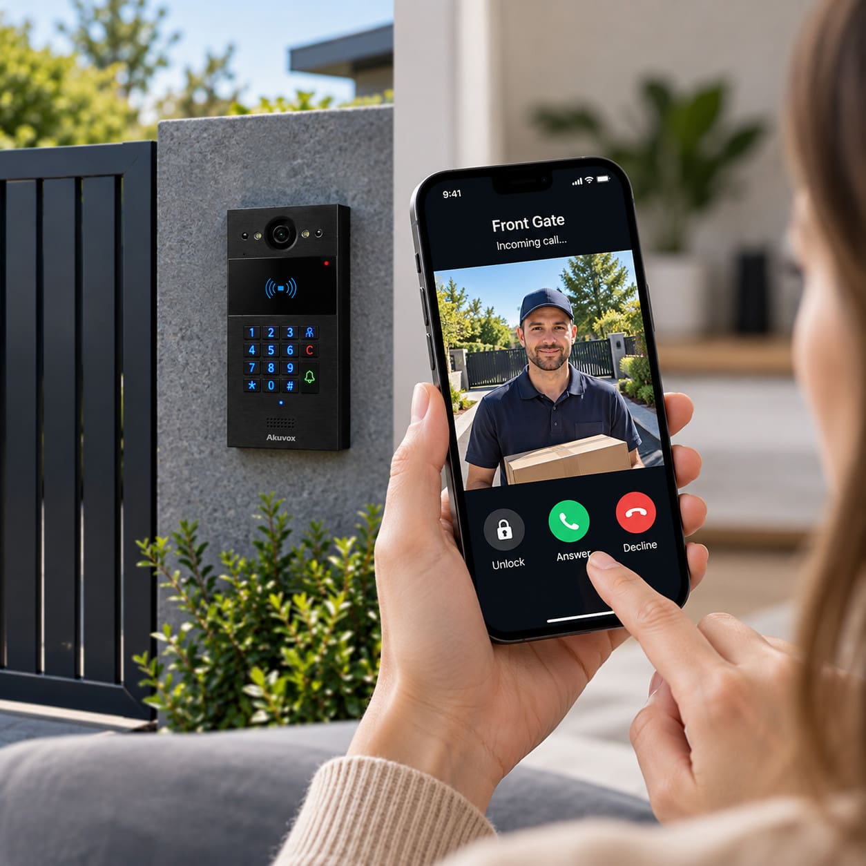 Intercom answer door on phone lres
